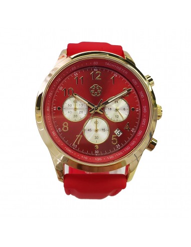 Inner Peace Chronograph - red watch strap Gold/Silver