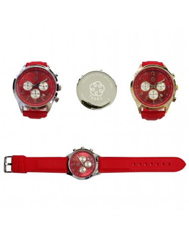 Innerer Frieden Chronograph - rotes Uhrband Gold/Silber