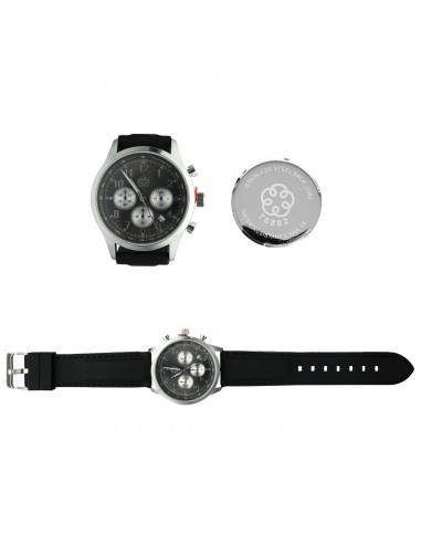 Innerer Frieden Chronograph - schwarzes Uhrband Silber