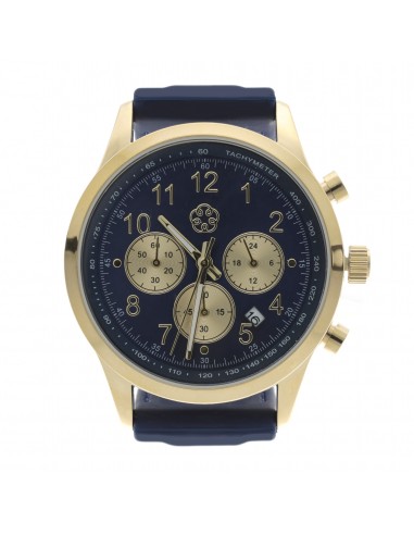 Innerer Frieden Chronograph - blaues Uhrband Gold/Silber